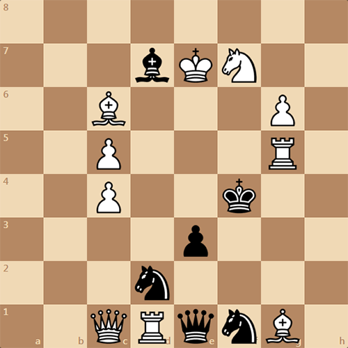 Интересная шахматная задача, мат в 2 хода. Фигуры расположены в виде цифры "2"
