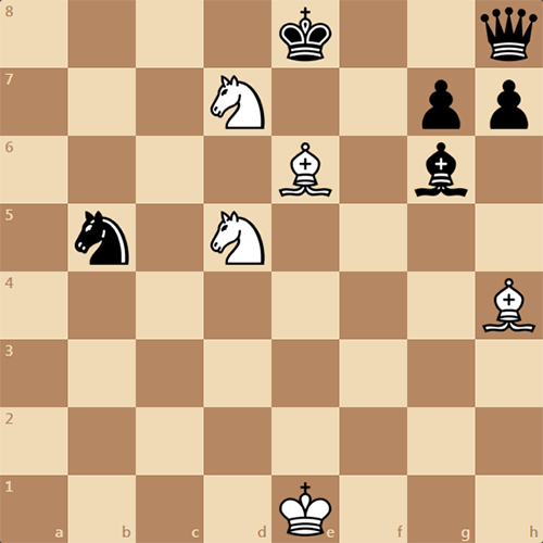 Мат в 3 хода, задача по шахматам - белые матуют без ферзя