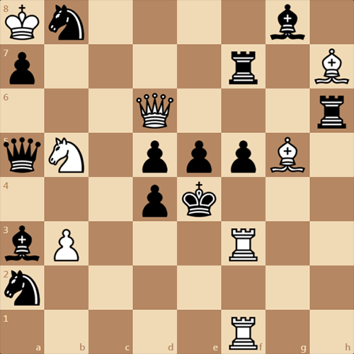 Мат в 4 хода, сложная шахматная задача