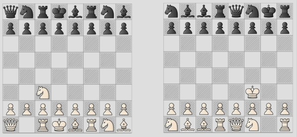 Пример ходов, шахматы Зазеркалья 960